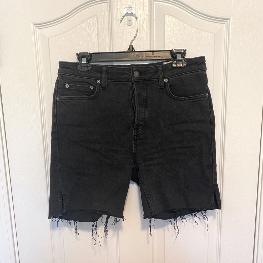 Free People We The Free Black Denim Cut Off Shorts
